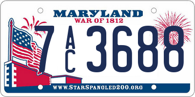 MD license plate 7AC3688