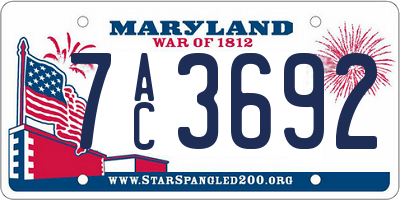 MD license plate 7AC3692