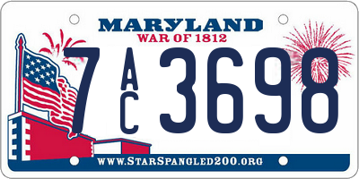 MD license plate 7AC3698