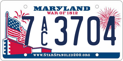 MD license plate 7AC3704
