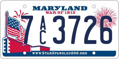 MD license plate 7AC3726