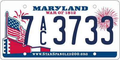 MD license plate 7AC3733