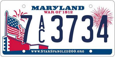 MD license plate 7AC3734