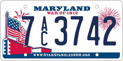 MD license plate 7AC3742