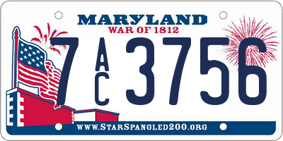 MD license plate 7AC3756