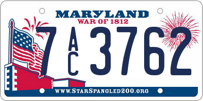 MD license plate 7AC3762