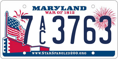 MD license plate 7AC3763