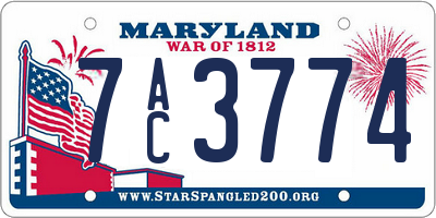 MD license plate 7AC3774