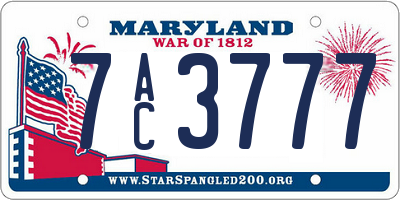 MD license plate 7AC3777