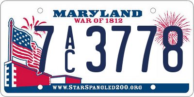 MD license plate 7AC3778