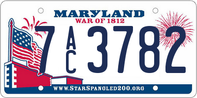 MD license plate 7AC3782