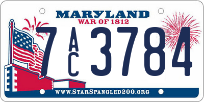 MD license plate 7AC3784