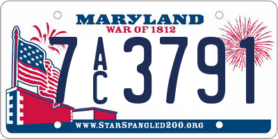 MD license plate 7AC3791