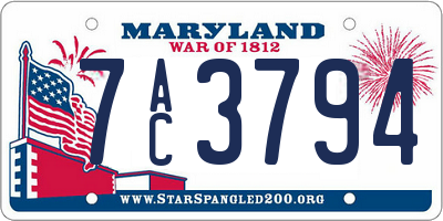 MD license plate 7AC3794