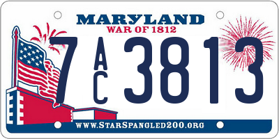MD license plate 7AC3813