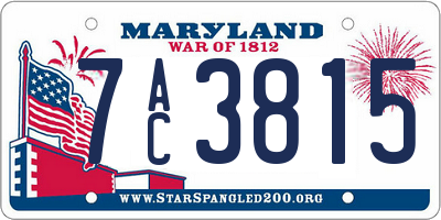 MD license plate 7AC3815