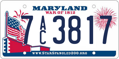 MD license plate 7AC3817