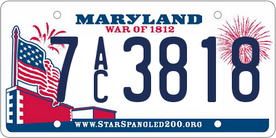 MD license plate 7AC3818
