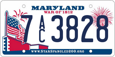 MD license plate 7AC3828