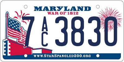 MD license plate 7AC3830