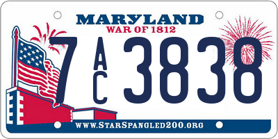 MD license plate 7AC3838