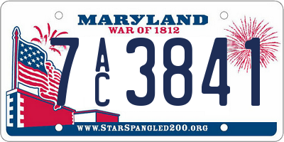 MD license plate 7AC3841