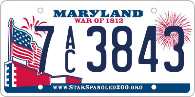 MD license plate 7AC3843