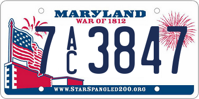 MD license plate 7AC3847