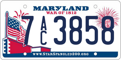 MD license plate 7AC3858