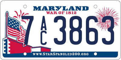 MD license plate 7AC3863