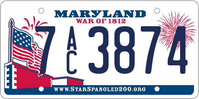 MD license plate 7AC3874