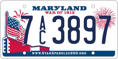 MD license plate 7AC3897