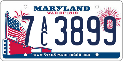 MD license plate 7AC3899