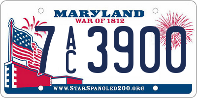 MD license plate 7AC3900