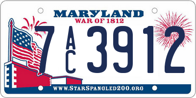 MD license plate 7AC3912