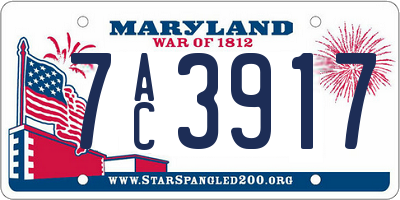 MD license plate 7AC3917