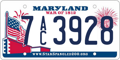 MD license plate 7AC3928