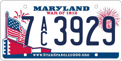 MD license plate 7AC3929