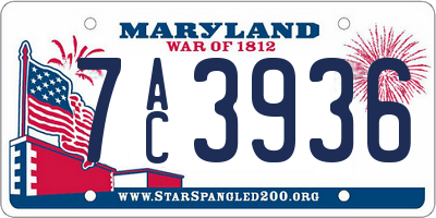 MD license plate 7AC3936