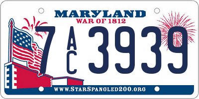 MD license plate 7AC3939