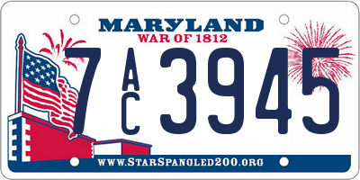 MD license plate 7AC3945