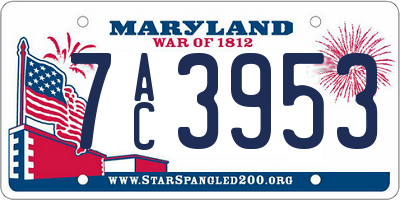 MD license plate 7AC3953