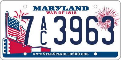 MD license plate 7AC3963
