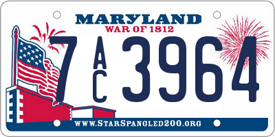 MD license plate 7AC3964