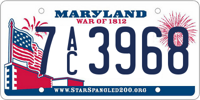 MD license plate 7AC3968