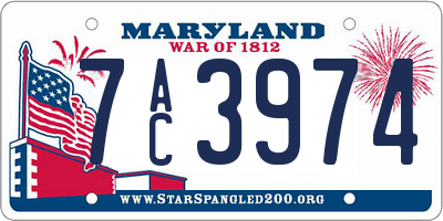 MD license plate 7AC3974