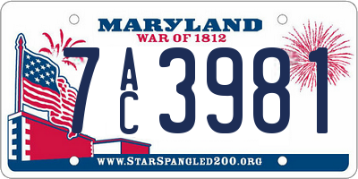 MD license plate 7AC3981