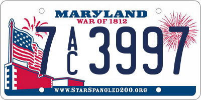 MD license plate 7AC3997