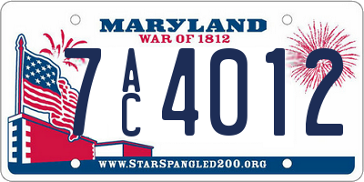 MD license plate 7AC4012