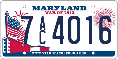 MD license plate 7AC4016